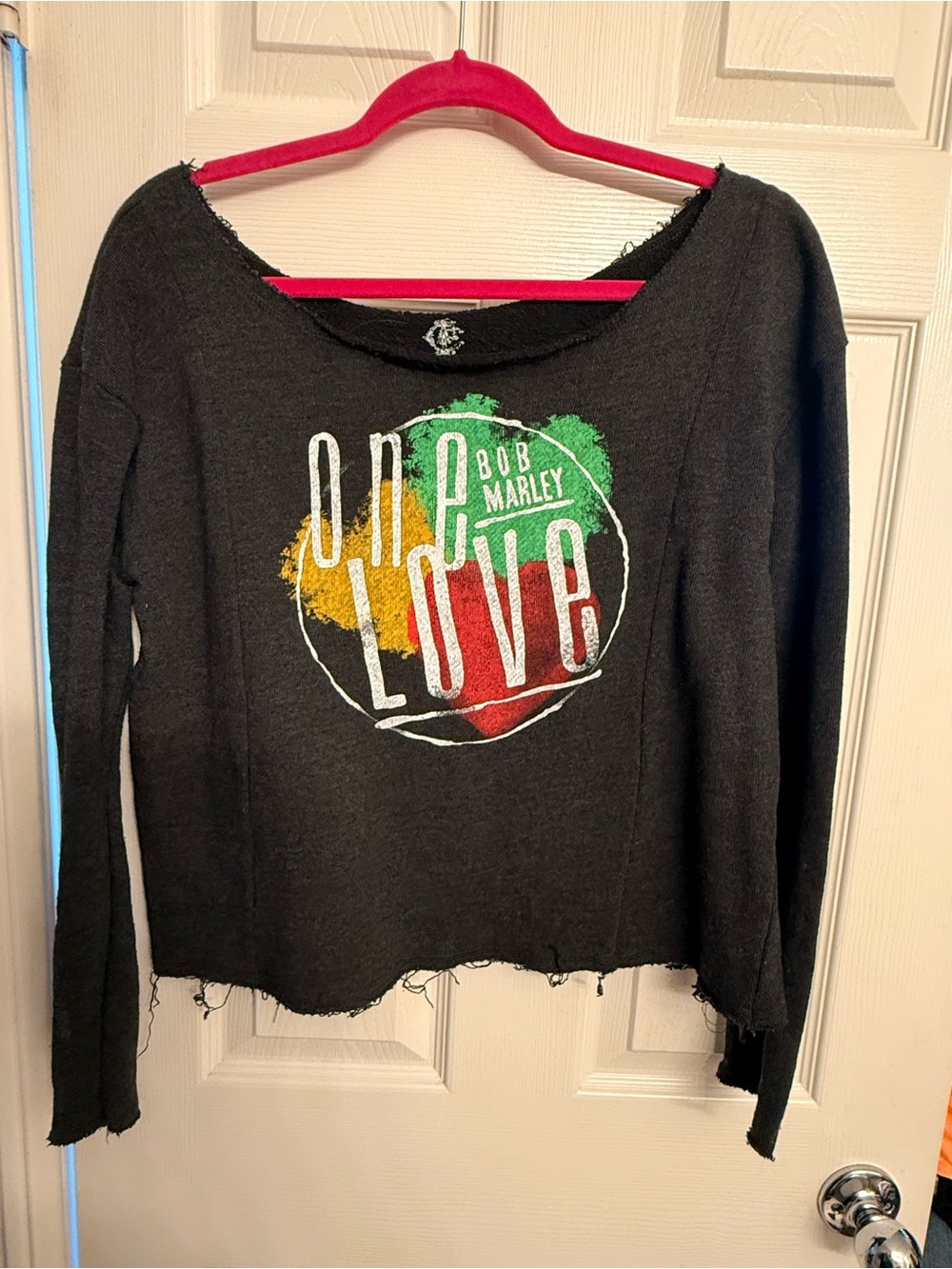 Bob Marley Black Graphic Slouchy Shoulders One Love sweatshirt